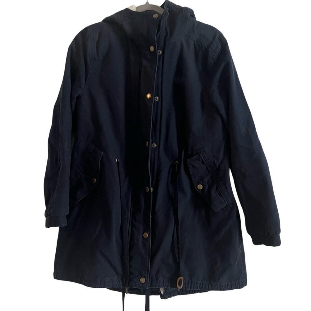 Navy Adidas‎ Drawstring Canvas  Coat- Size M